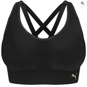 Puma Black Seamless Strappy Back Sports Bra Stretch Sz XL New